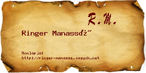 Ringer Manassé névjegykártya